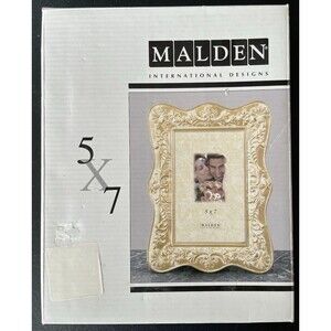 Gold Embossed Fits 5" x  7" Metal Picture Frame By Malden New Wedding Family